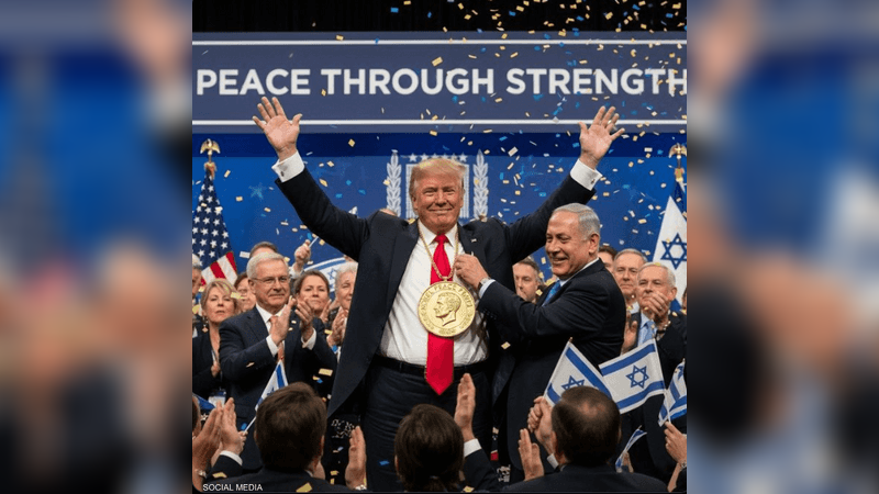 نتنياهو يقلّد ترامب "ميدالية نوبل للسلام" في صورة بالذكاء الاصطناعي